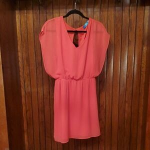 BUTTONS SIZE LARGE Vintage Elegant Coral Dress